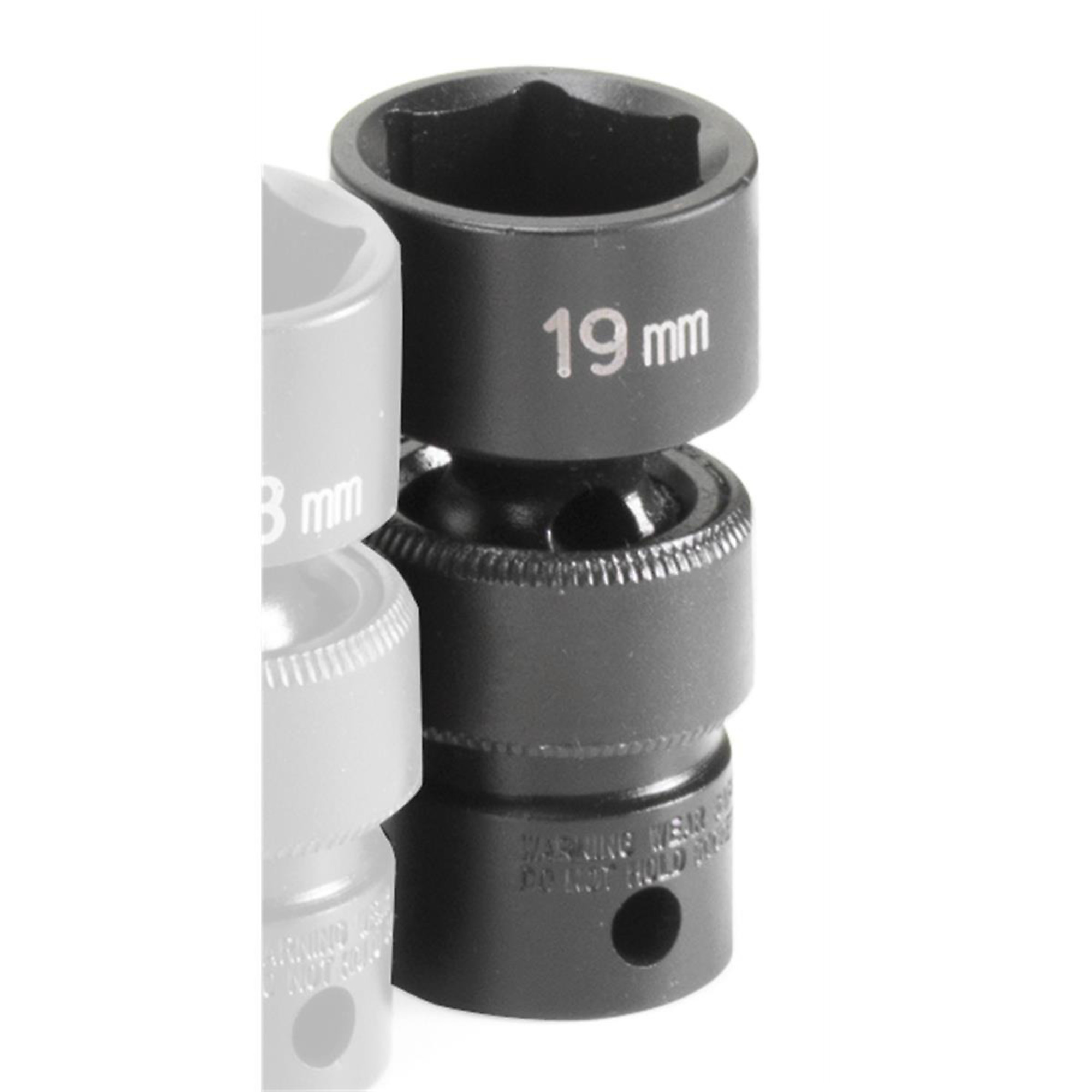 Grey Pneumatic Impact Universal Socket — 19mm, 3/8in. Drive, 6-Point, Chrome-Molybdenum, Model# GRE1019UM